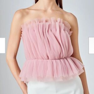Endless Rose Strapless Tulle Peplum Top Size XS